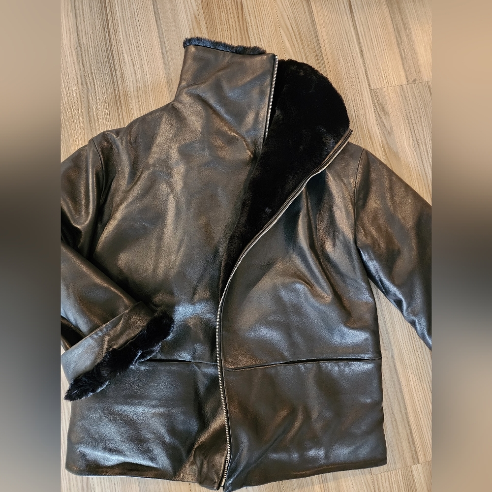Toteme shearling leather jacket small